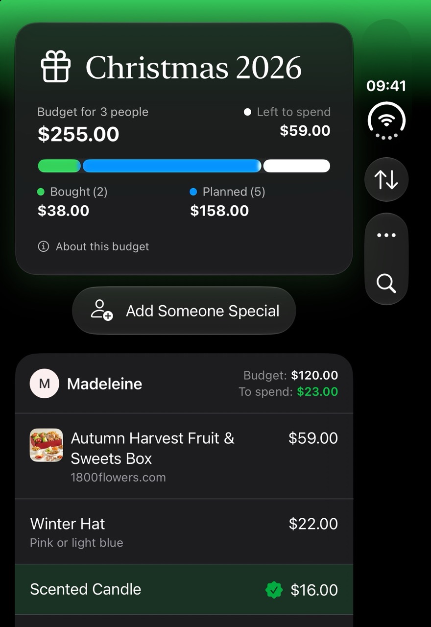 Smart budgets screenshot